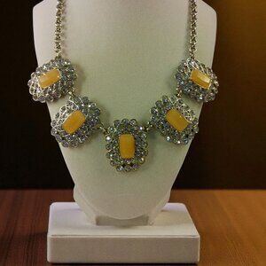 Ann Taylor Art Deco Inspired Silver Tone Statement Necklace